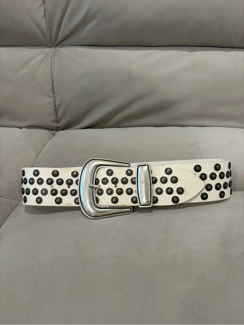IRO White Studded Belt with Silver Buckle
